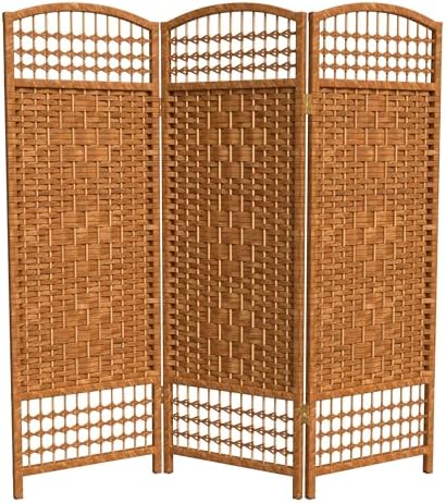 4 ft. Short Fiber Weave Folding Screen - Dark Beige - 3 Panels by RedLantern