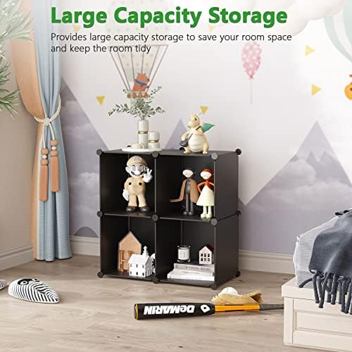 C&AHOME Plastic Cube Storage Organizer, 4-Cube Shelves Units, Black - Image 2