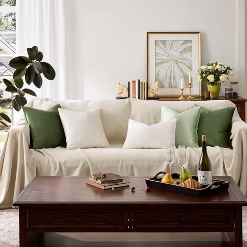 GIGIZAZA Velvet Pillow Covers 24x24 Decorative Pillows Pack of 2 Ivory - Image 7