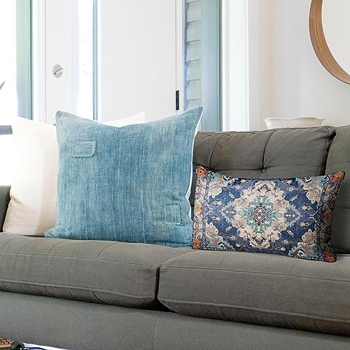 Snycler Boho Throw Pillow Covers 12x20 inch Set of 2 Boho Rug Carpet Double Sided Pattern Cotton Soft Pillow Case Cushion Cover Pillowcase for Couch Sofa Bed Decorative (Blue) - Image 4
