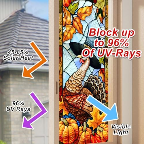 HOMETITUTE Thanksgiving Turkey Privacy Window Film Cling 17.7x39.3 PVC - Image 4