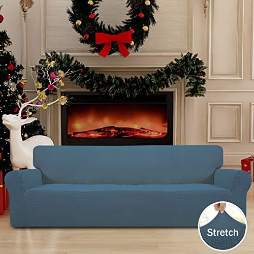 Easy-Going Stretch 4 Seater Oversized Sofa Couch Cover Bluestone - Image 2