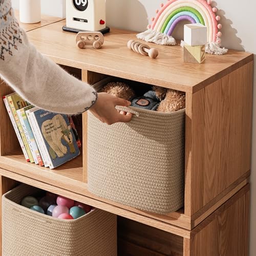 joybest 13inch Cube Storage Bins, Cotton Rope Woven Organizer Basket - Image 3