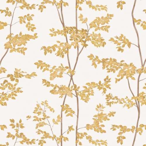 Ismoon Yellow Forest Peel Stick Wallpaper for Modern Bedroom 17.3x78.7in | Renter Friendly Viny Wallpaper Tree Leaf Contact Paper Removable Self Adhesive Waterproof Textured by Ismoon