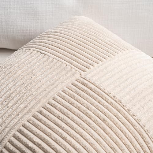 Fancy Homi 2 Packs Tan Lumbar Decorative Throw Pillow Covers 12x20 Inch for Living Room Couch Bed Sofa, Boho Home Decor, Soft Striped Corduroy Rectangle Accent Beige Cushion Case 30x50 cm - Image 3