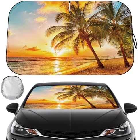 Car Windshield Sun Shade, Foldable Reflective UV Front Sunshade by LEVOTIYER