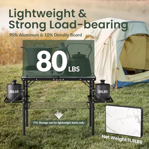 Titanker Folding Camping Table 3ft, Folding Picnic Table, Large Camp Table Portable with Extra Side Racks & Storage Net, Outdoor Patio Table, RV/Car Camping Essentials, Aluminum Light & Solid - Image 6