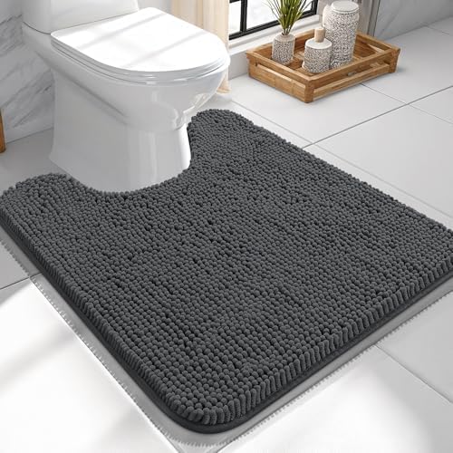 OLANLY Toilet Rugs U-Shaped 24x24, Soft Absorbent Chenille Contour Rugs by OLANLY