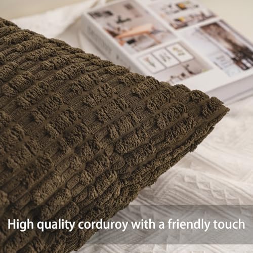 Aegero Pack of 2 Corduroy Decorative Throw Pillow Covers 18x18 Inch, Green - Image 2