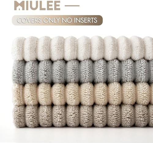 MIULEE Soft Corduroy Decorative Throw Pillow Covers Neutral Tan 18x18 - Image 6