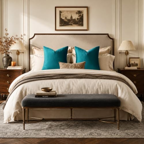 GIGIZAZA Teal Velvet Pillow Covers 20x20 Decorative Pillows Pack of 2 - Image 7