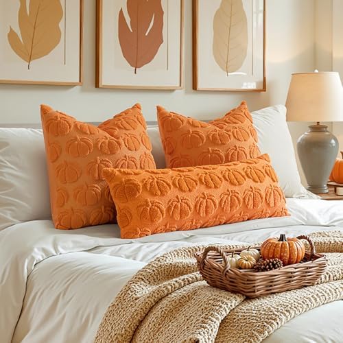 MIULEE Fall Pillow Covers Pumpkin Fall Decor 18x18 Orange - Image 4