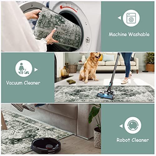 Moynesa Ultra-Thin Washable Area Rug - 2x3 Small Grey Front Door Rug Kitchen Mat, Non Slip Non Shedding Pet Friendly Bathroom Carpet for Office Laundry Powder Room Bedside Hardwood Floor - Image 4