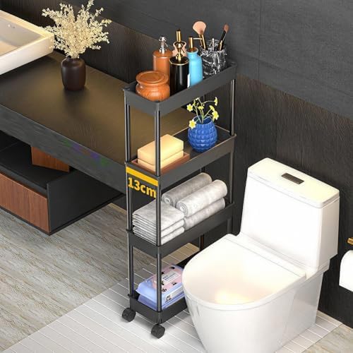 Sooyee 4 Tier Slim Storage Cart, Black - Image 2