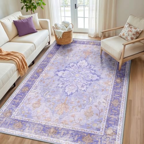 RELEANY Washable Area Rug, 5'x8', Purple - Image 2