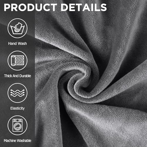 Peryiter 3 Pcs Couch and Loveseat Sofa Covers,Light Gray,Velvet - Image 3