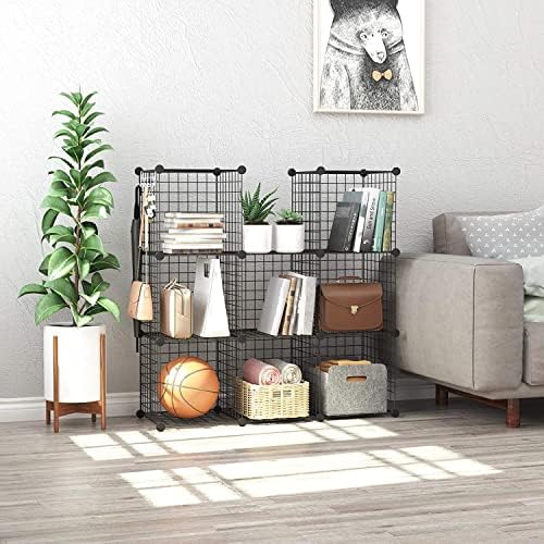 C&AHOME Wire Cube Storage, 8-Cube Organizer Metal C Grids Storage, Storage Bins Shelving, Modular Book Shelf, DIY Closet Cabinet Ideal for Living Room, Home, Office 24.8" L x 12.4" W x 48.4" H Black - Image 5