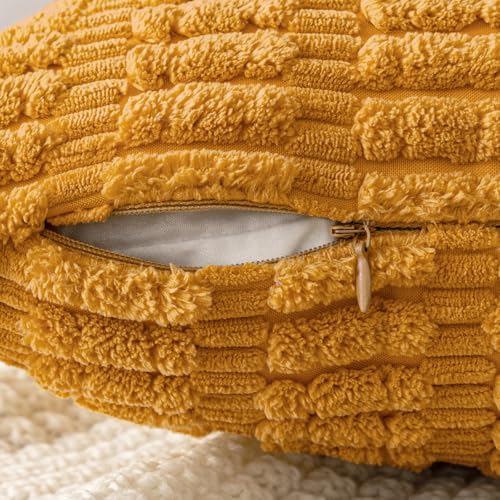 MIULEE Corduroy Decorative Throw Pillow Covers 16x16 Gold Yellow Pack of 2 - Image 5