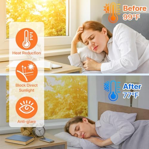 Bloss One Way Privacy Window Film, Privacy Film for Glass Windows, Self-Adhesive Window Tint for Home & Office, Heat Insulating & UV Blocking Mirror Glass Wrap(35.4" x 78.7"/Silver) - Image 3