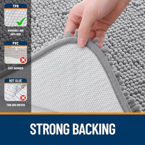 OLANLY Small Bathroom Rugs 24x16, Extra Soft Absorbent Chenille Bath Rugs - Image 6