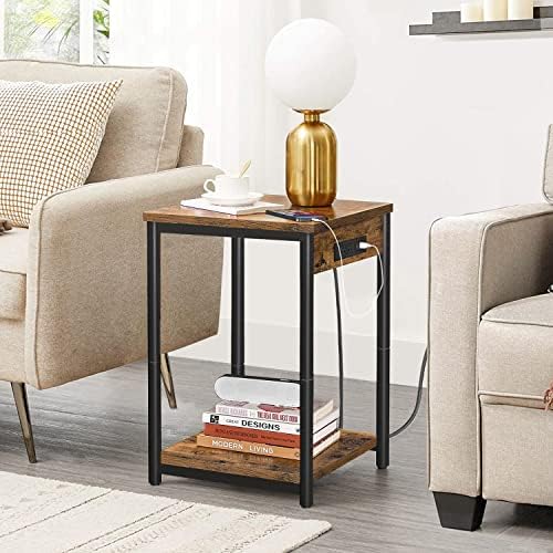 TUTOTAK Night Stand with Charging Station, Set of 2, End Table, Side Table with USB, 21.8”H Nightstand with Storage Shelf, Sofa Couch Table TB01BB029 (2 pcs) - Image 2