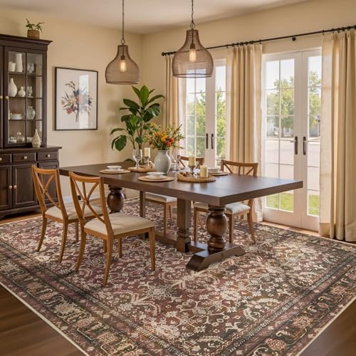 Rugxara Red 8x10 Area Rugs for Living Room Bedroom Large Washable Rug - Image 3