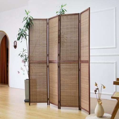 Furnnylane 4 Panel Detachable Room Divider, 5.6 ft Tall Two in One Bamboo Privacy Screen (Converts into 2 Low Dividers), Folding Panel Divider for Room Separation, Natural Brown (67" H x 61.4" W) - Image 3