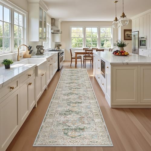 Madane Washable Runner Rugs 2x12 Long for Hallway Kitchen Soft, Green - Image 6