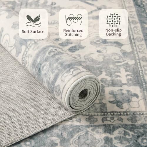 Rugxara Area Rugs 5x7, Washable Rugs for Living Room,Bedroom,Blue Rug - Image 6