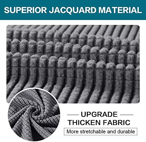 Turquoize 3 Piece Sofa Covers for 2 Cushion Couch Sofa Slipcover Soft Couch Cover for Dogs-Washable Sofa Furniture Covers with 2 Individual Cushion Covers, Thick Jacquard Fabric (Loveseat, Gray) - Image 3