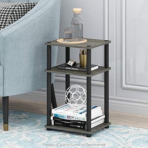 Furinno JUST Toolless 3-Tier Side Table, Open Shelf End Table, French Oak - Image 2