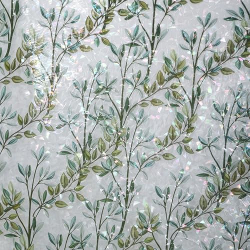 Window Privacy Film Stained Glass Window Film Decorative Static Cling Frosted Glass Cover Window Tint for Home Non-Adhesive 3D Laser UV Blocking - Image 2