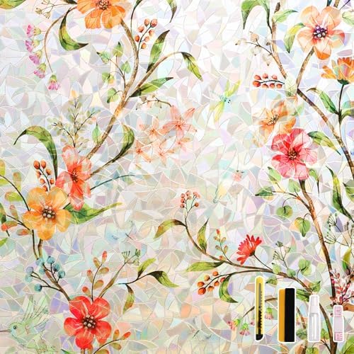 LEMON CLOUD Window Privacy Film, 3D Rainbow Stained Glass, 23.6″ x 157.4″ by LEMONCLOUD