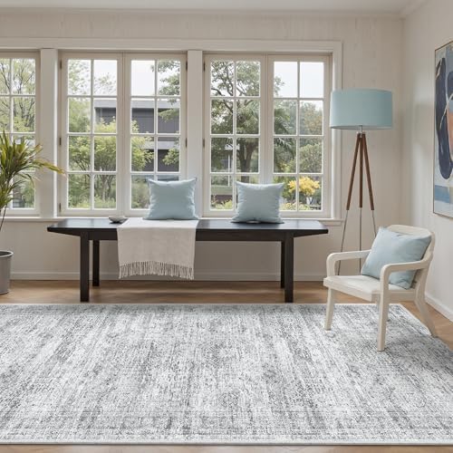 Soalmost Washable Hallway Runner Rug 4x10 Kitchen Entry Rugs Non-Slip, Grey - Image 4
