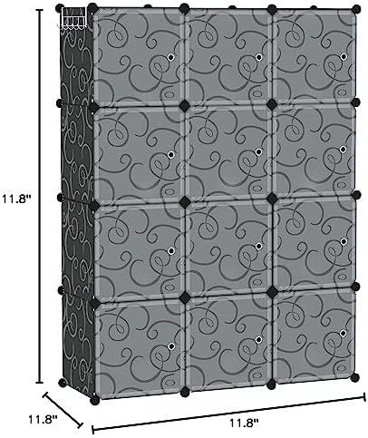 C&AHOME 12-Cube Storage Organizer with Door Cube Shelf Closet Cabinet Black - Image 3