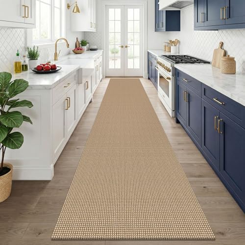 KOZYFLY Boho 3x14 Runners Rugs for Hallway, Long Washable Runner Rug, Woven Non Slip Kitchen Runner, Farmhouse Entryway Rug, Floor Carpet for Entry, Aisle, Hall, Orange Beige/Tan/Brown - Image 2