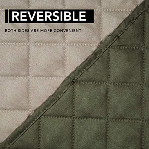 Easy-Going Reversible Couch Cover, Oversized Recliner, Army Green/Beige - Image 5