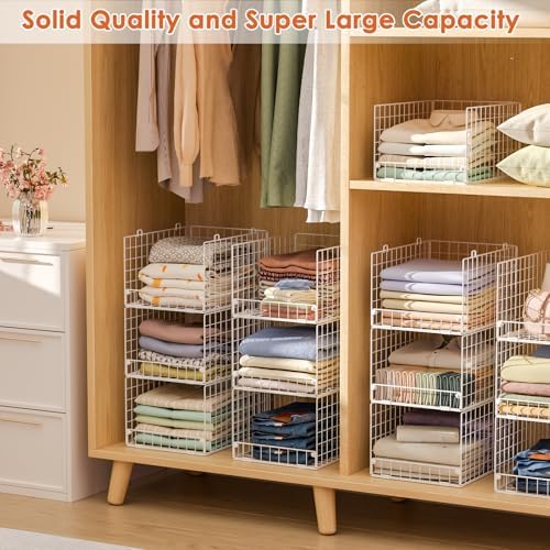 5-Tier Stackable Closet Storage Shelves, Closet Organizers and Storage Basket, Foldable & Stackable Closet Organizers for Closet System, Space-Saving Closet Shelf for Home ,White(Patent No. 30022416) - Image 2