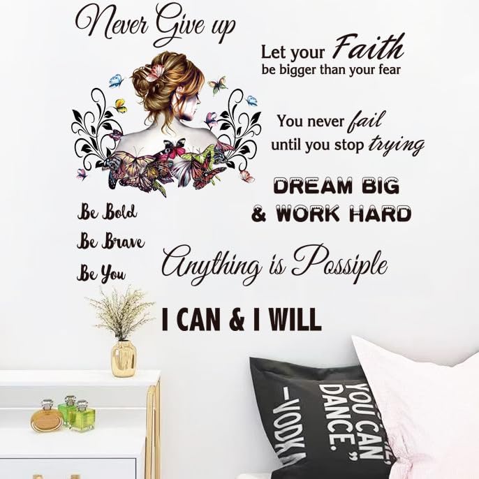 Inspirational Vinyl Wall Sticker Motivational Saying Quotes Peel and Stick Wall Decals for Mirror Bedroom Living Room Office Bathroom (Inspirational 1) - Image 4