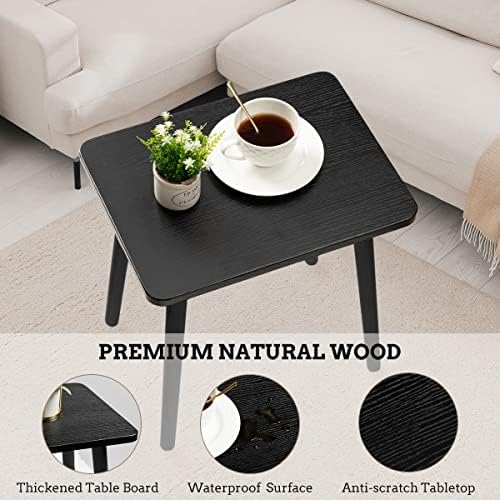 FORAOFUR Black End Tables Set of 2, Modern Boho End Table for Living Room Bedroom, Small Side Table for Small Spaces with Stable Structure, Easy Assembly | 2 Pack Minimalist black finish, wood legs, fits sofa/bedroom/living, compact, lightweight, easy ... - Image 5