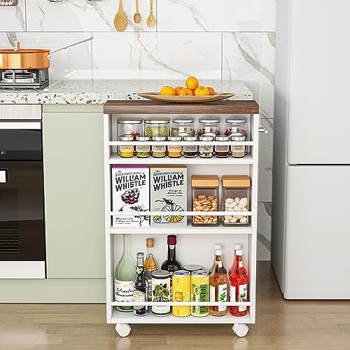 Tribesigns Slim Storage Cart, Rolling Narrow Kitchen Cart on Wheels for Small Place, 4-Tier Slide Out Slim Utility Cart Skinny Laundry Cart with Handle for Kitchen, Bathroom, Laundry - Image 7