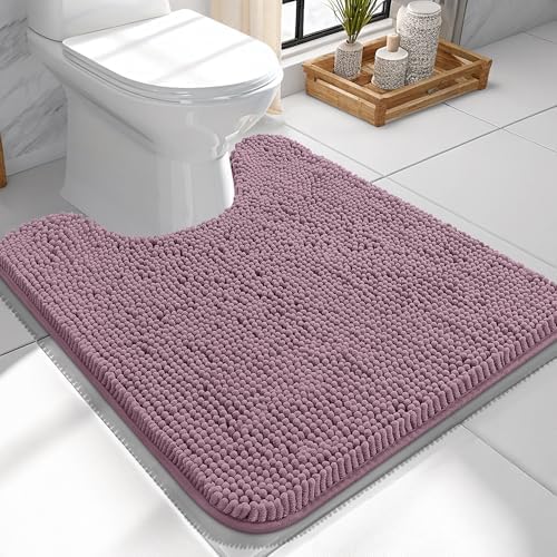 OLANLY Toilet Rugs U-Shaped 24x24, Soft Absorbent Chenille Contour Rugs by OLANLY