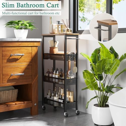 XYZLVSI Utility Slim Storage Cart, 4 Tier Kitchen Narrow Shelf on Wheels - Image 3