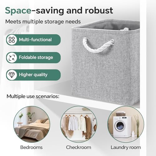 ECDYQXVU 13x13x13 Inch Storage Cube Bins Foldable Organizer Baskets 6 Pack - Image 6