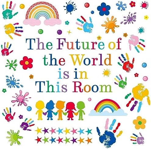 AOWDIAO Inspirational Kids Classroom Wall Decals – The Future of the World Is in This Room Quote – Peel and Stick Vinyl Sticker for School, Nursery and Playroom Decor by AOWDIAO