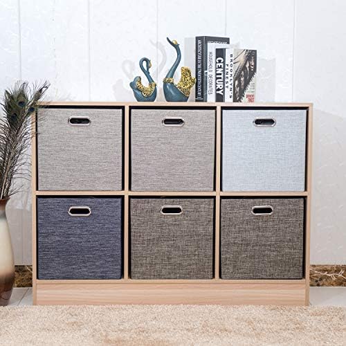 Posprica Foldable Storage Bins,13×13 Storage Cubes Basket Containers for Shelf Cabinet Bookcase Boxes,Thick Fabric Drawers - Set of 2, Coffee - Image 3