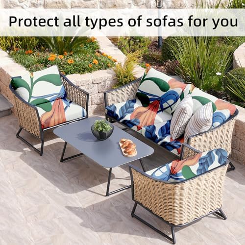 8 Pcs Outdoor Cushion Covers, Patio Sofa Cushion Covers Replacement - Image 5