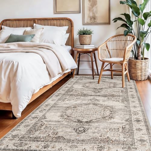 Washable Hallway Runner Rugs 4x8: Soft Ultra Thin Low Pile Carpet Machine Washable Indoor Lightweight Rug Runner Anti Slip Backing Rugs for Living Room Bedroom Kitchen 4'x8' Beige - Image 4