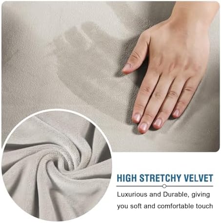 H.VERSAILTEX Velvet 4 Piece High Stretch Sofa Slipcover Cover Furniture Protector Form Fit Luxury Thick Velvet Extra Large Sofa Cover for 3 Cushion Couch Width Up to 105 Inch (XL Sofa, Oatmeal) - Image 5