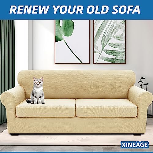 XINEAGE 3-Piece Stretch Sofa Cover, Washable Couch Covers for Dog - Image 4